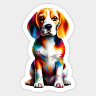 Artistic Splash Beagle Portrait in Colorful Style Sticker